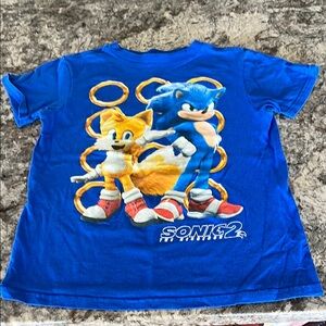 Vibrant Blue Cartoon Graphic Short Sleeve Tee